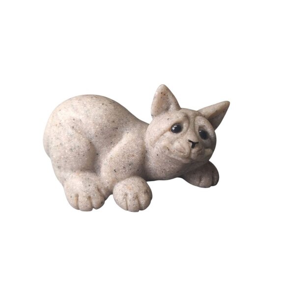Quarry Critters Cat Cameron 2000 Figurine Resin Stone Vintage Kitty Smile Face - Picture 1 of 8